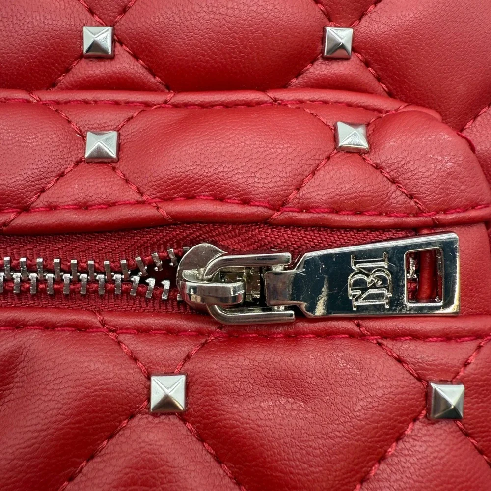 Badgley Mischka‎ Red Mini Studded Vegan Leather Backpack $99 NWT